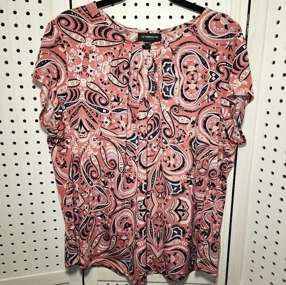 Liz Claiborne Career XXL Cap Sleeve Dusty Rose Paisley - Picture 1 of 7
